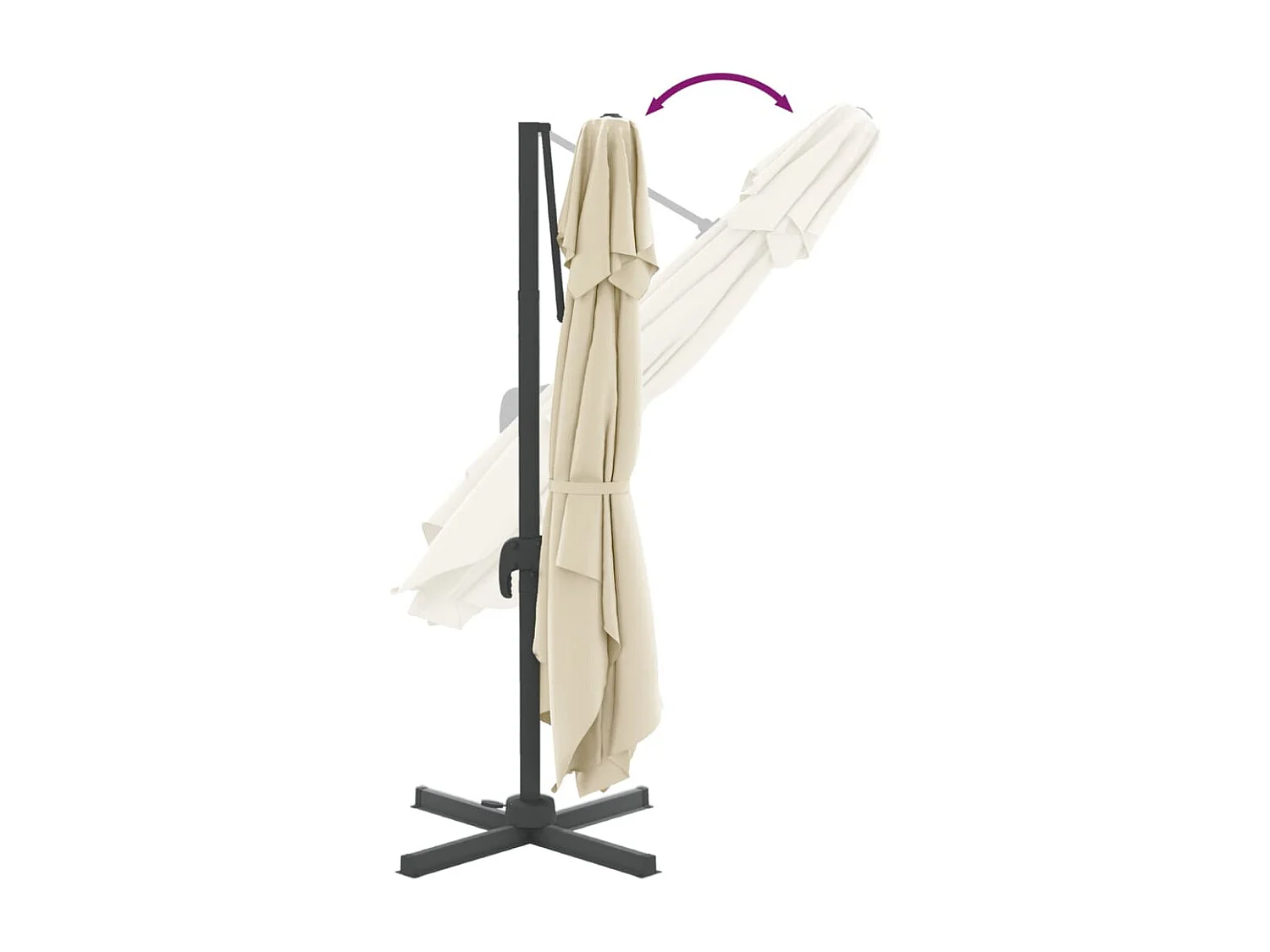 Zweefparasol met dubbel dak Zandwit 400x300 cm