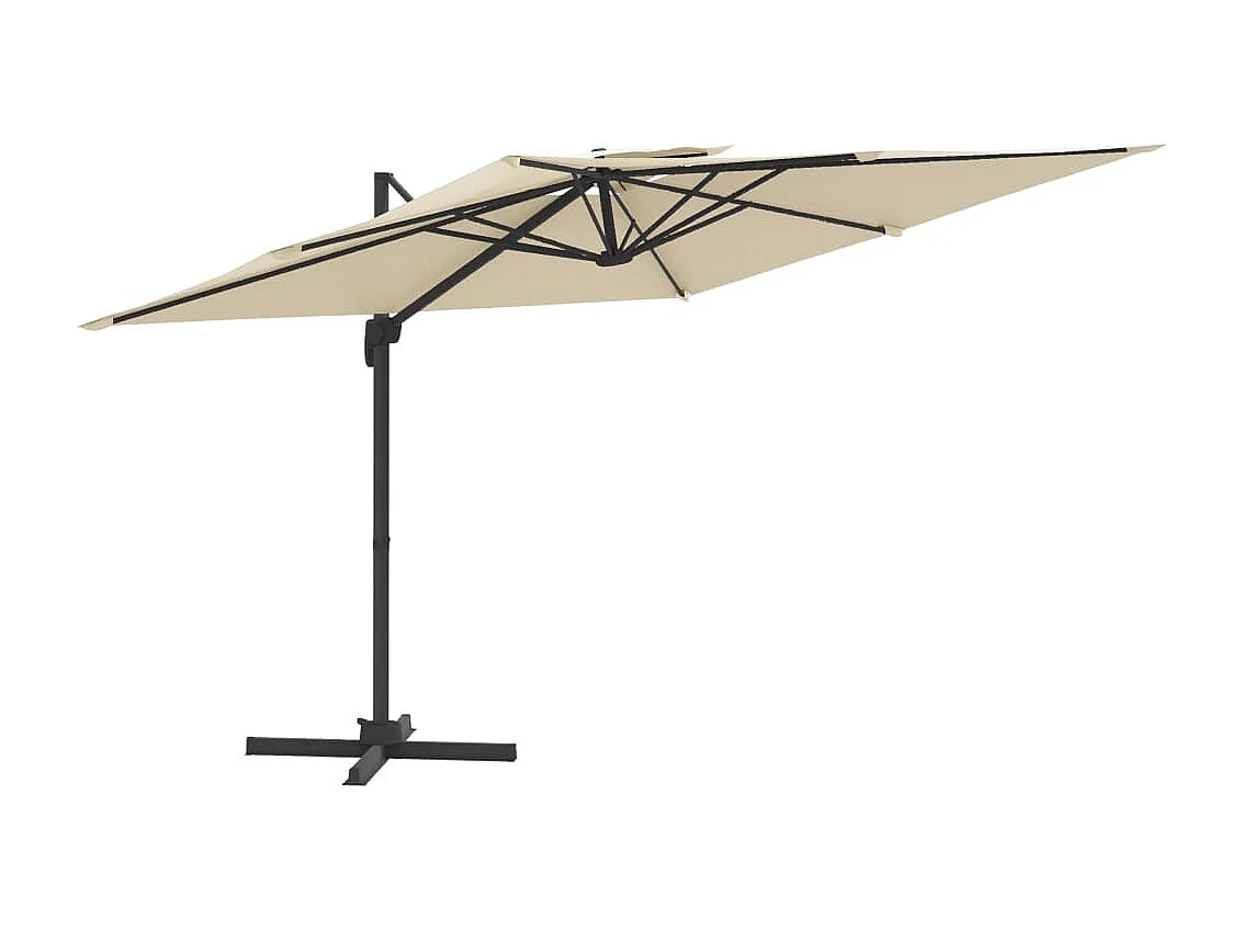 Zweefparasol met dubbel dak Zandwit 400x300 cm