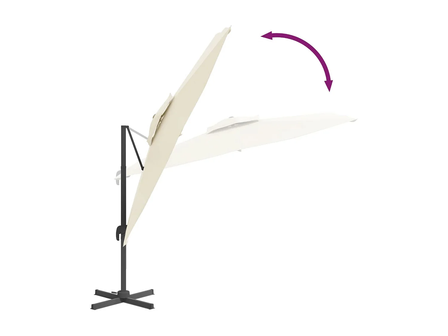 Zweefparasol met dubbel dak Zandwit 400x300 cm