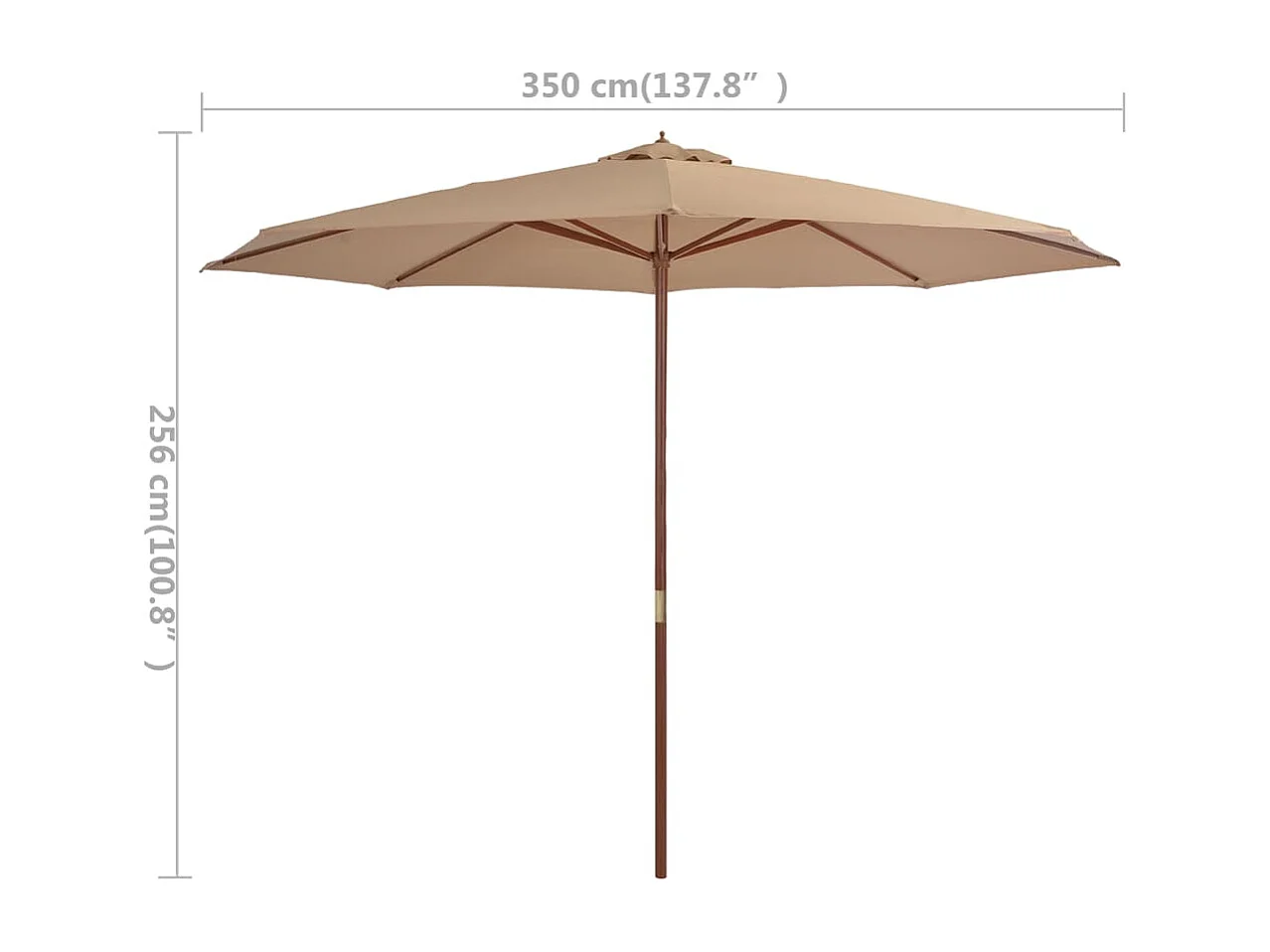 Parasol avec mât en bois 350 cm Taupe