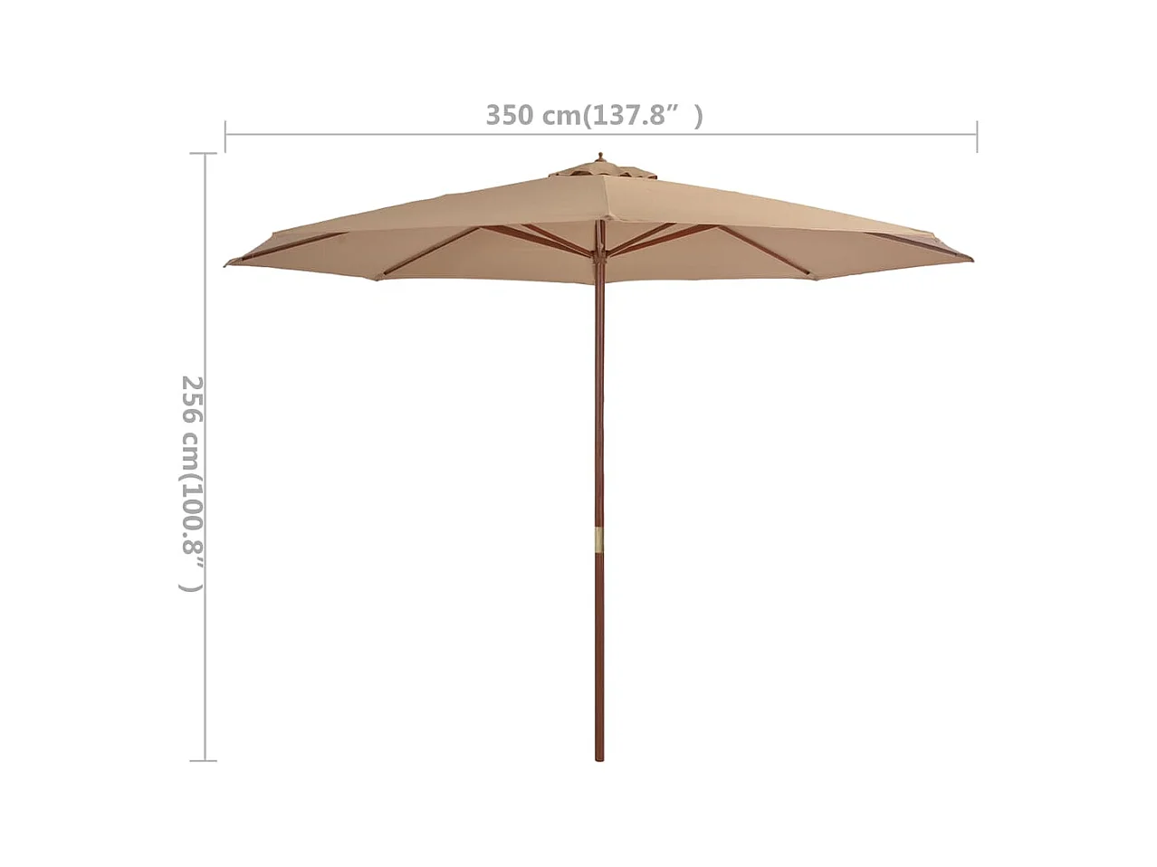 Parasol met houten paal 350 cm Taupe
