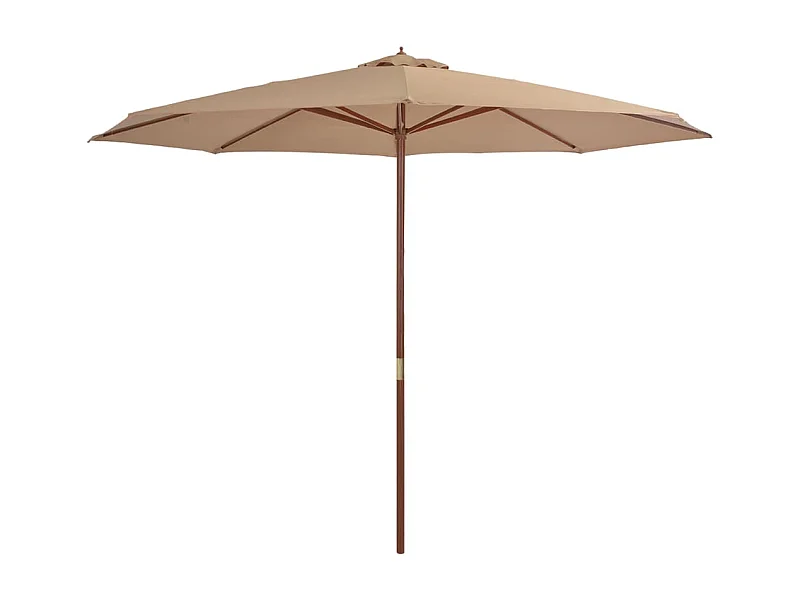 Parasol avec mât en bois 350 cm Taupe
