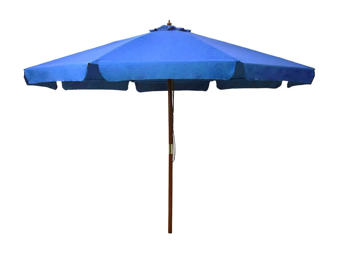 Ombrellone con palo in legno 330 cm Blu azzurro