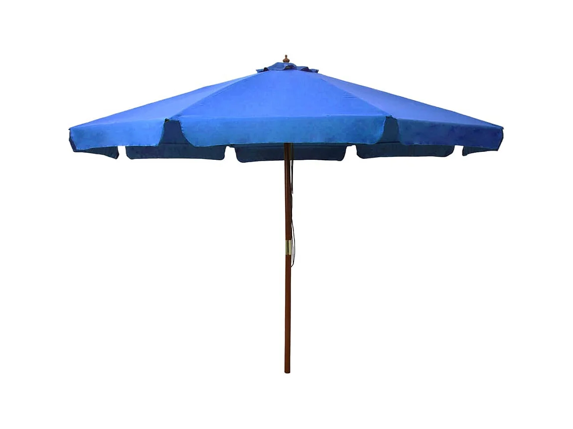 Parasol avec mât en bois 330 cm Bleu azuré