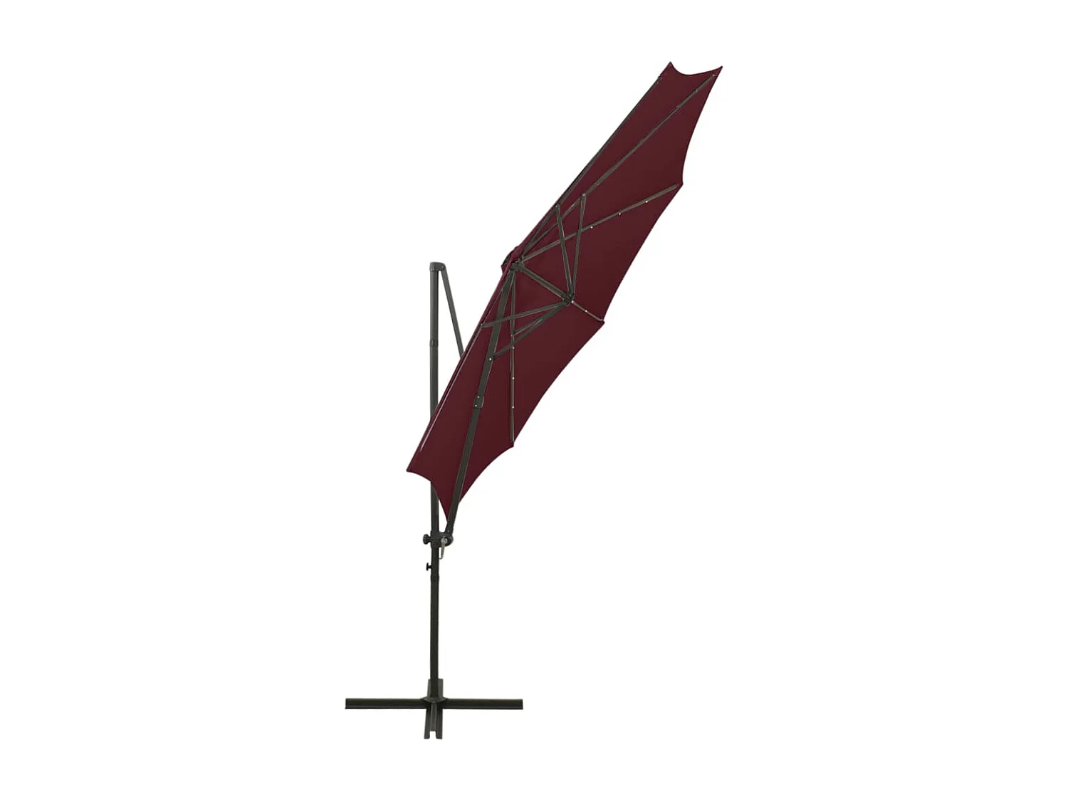 Parasol déporté avec mât et lumières LED Rouge bordeaux 300 cm