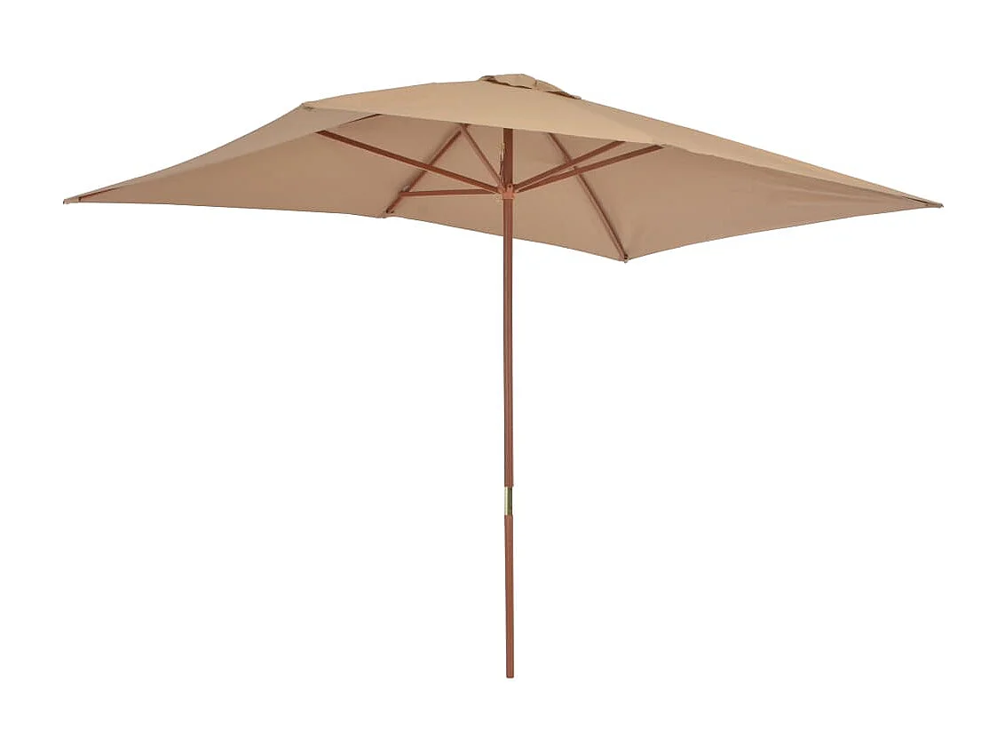 Buitenparasol met houten paal 200 x 300 cm Taupe
