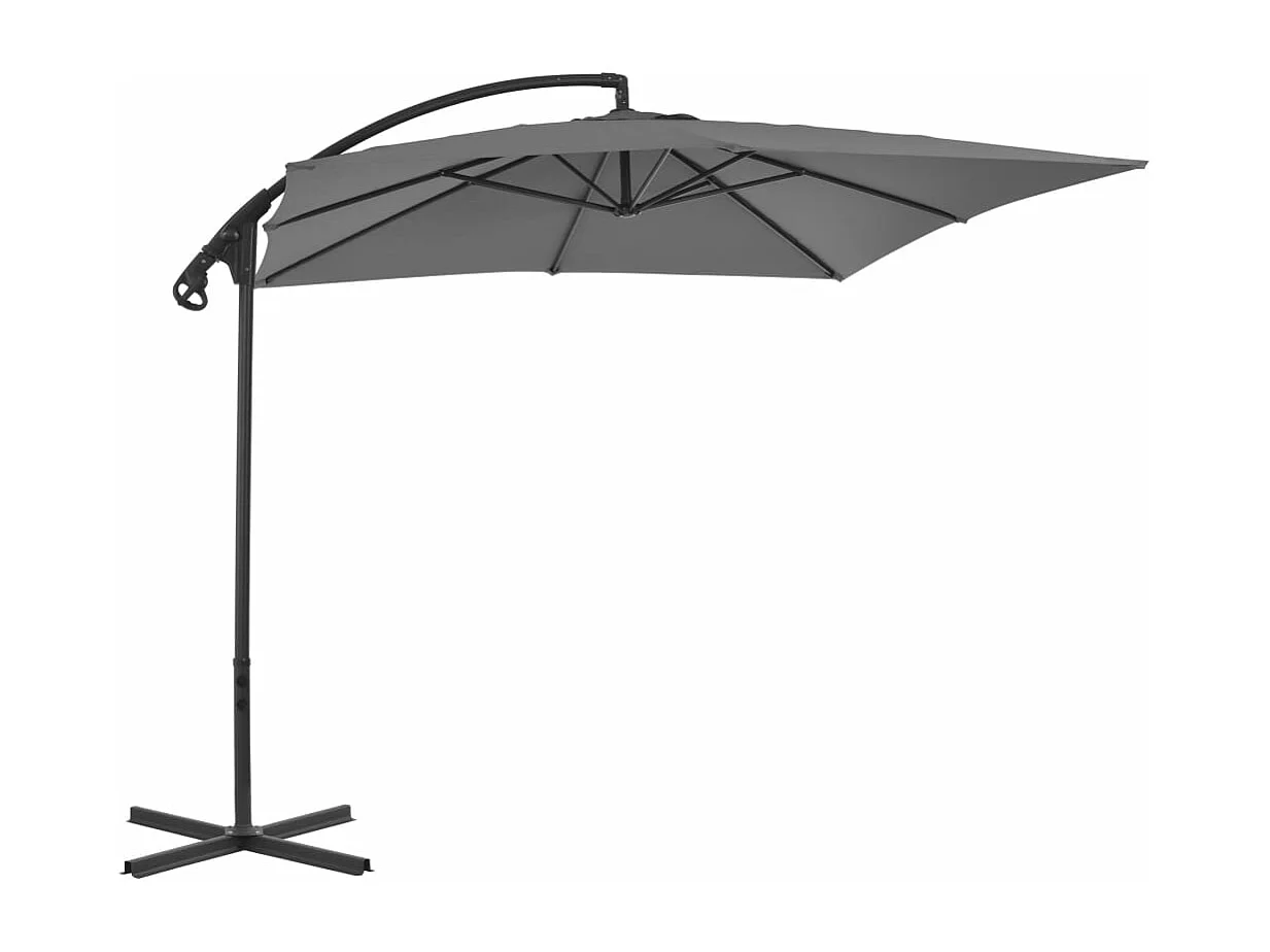 Parasol en porte-à-feux avec mât en acier 250x250 cm Anthracite