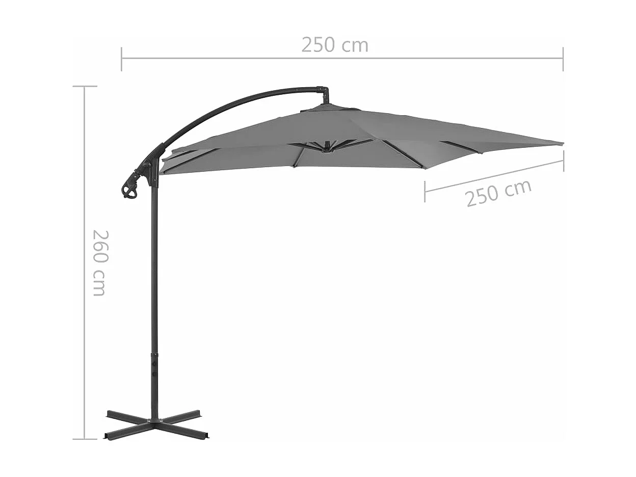 Parasol en porte-à-feux avec mât en acier 250x250 cm Anthracite