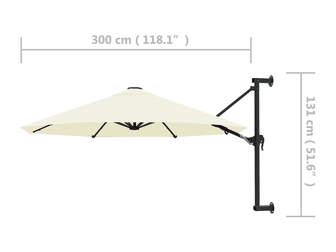 Parasol mural avec mât métallique 300 cm Sable