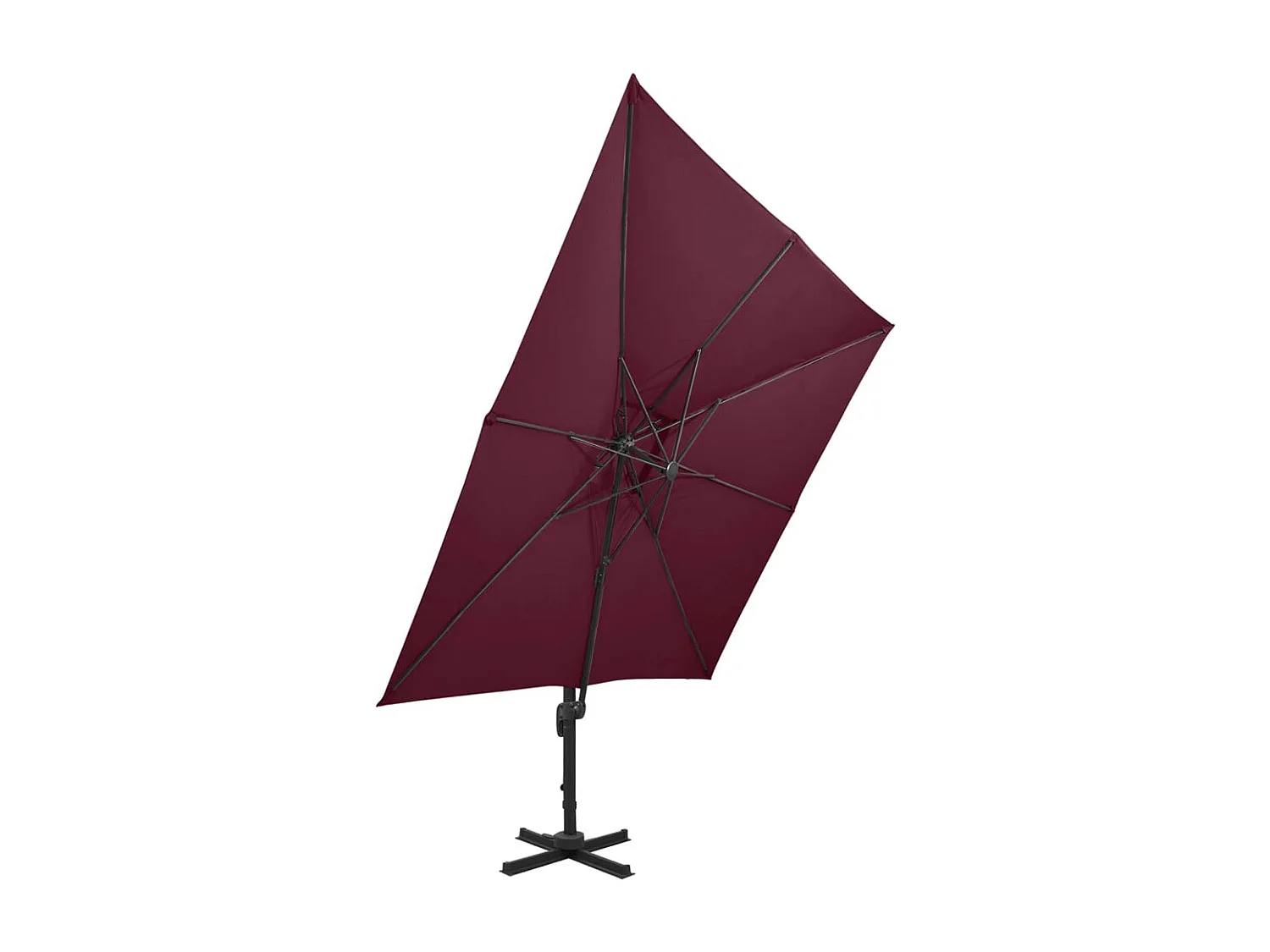 Parasol déporté avec double toit 300x300 cm rouge bordeaux