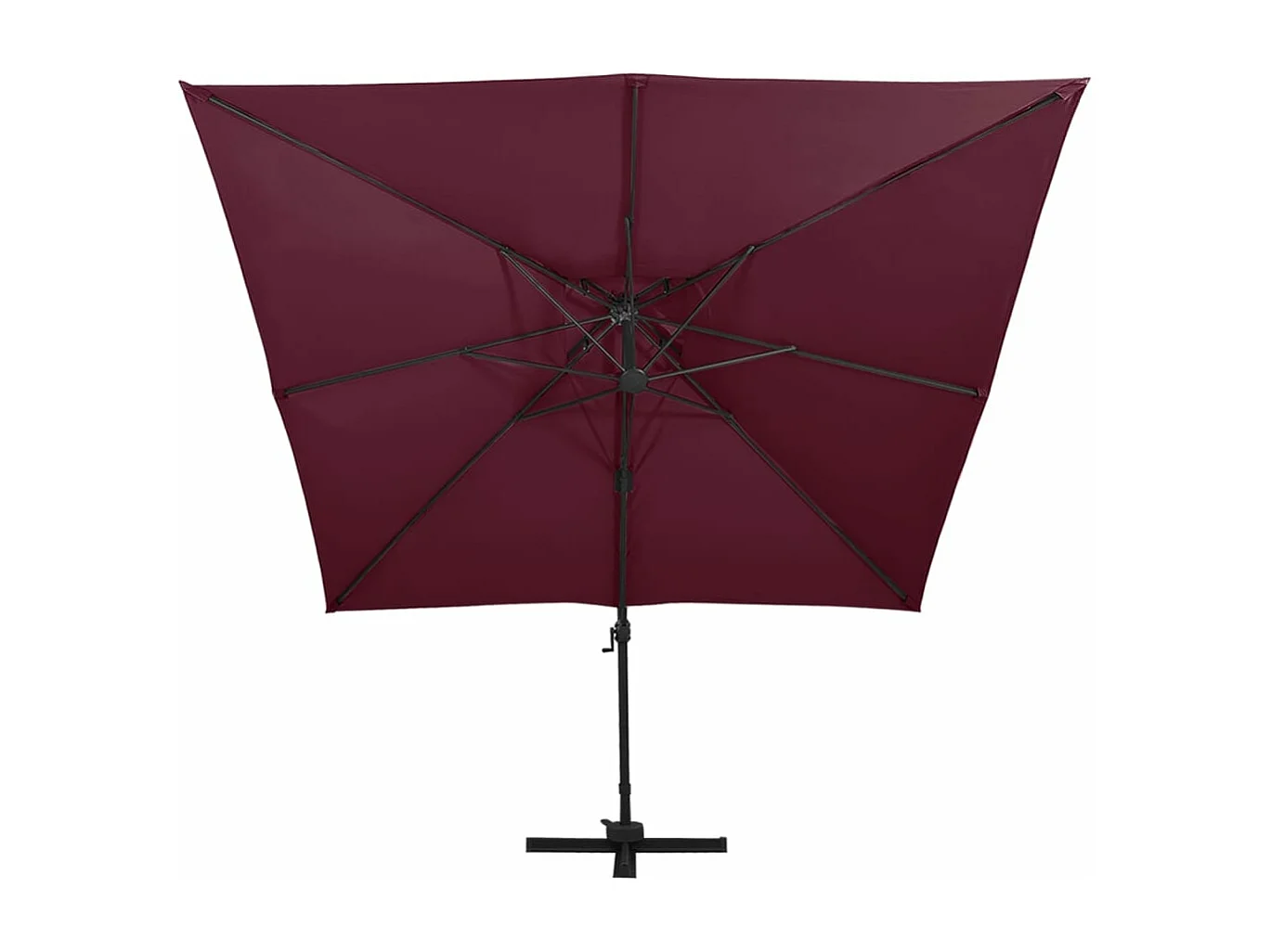 Parasol déporté avec double toit 300x300 cm rouge bordeaux