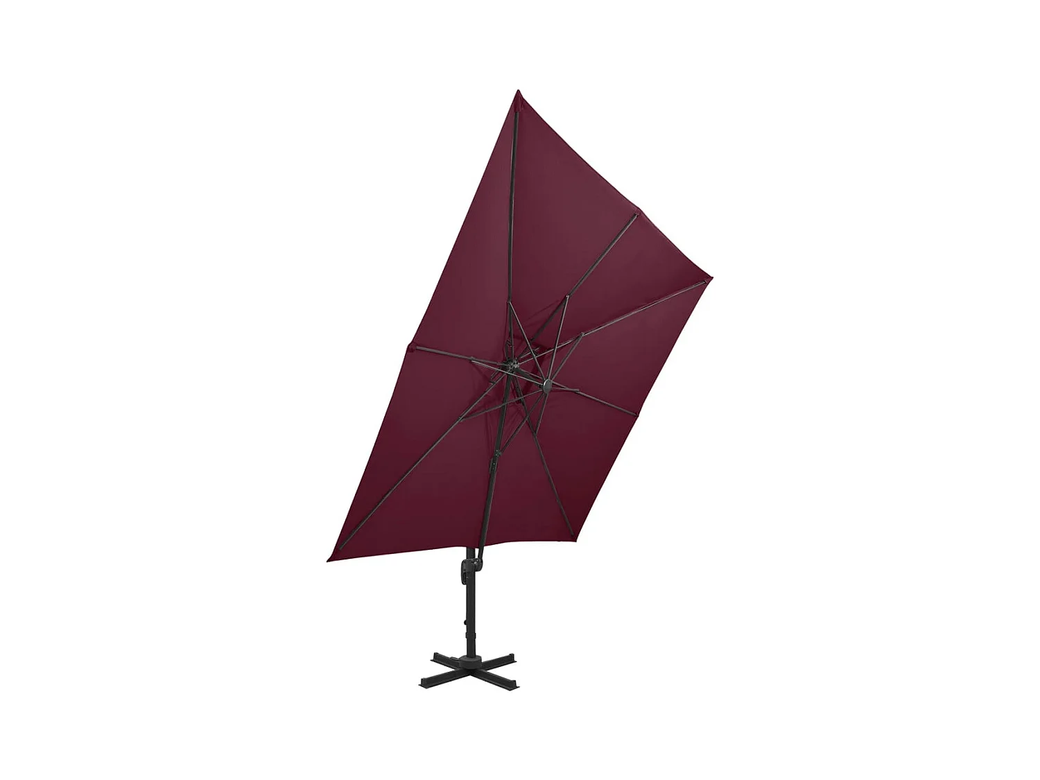 Parasol déporté avec double toit 300x300 cm rouge bordeaux
