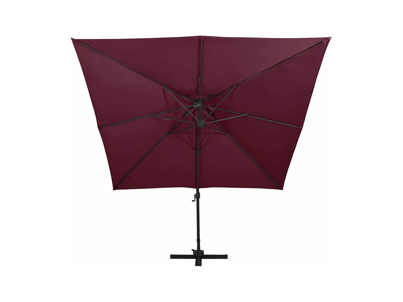 Parasol déporté avec double toit 300x300 cm rouge bordeaux