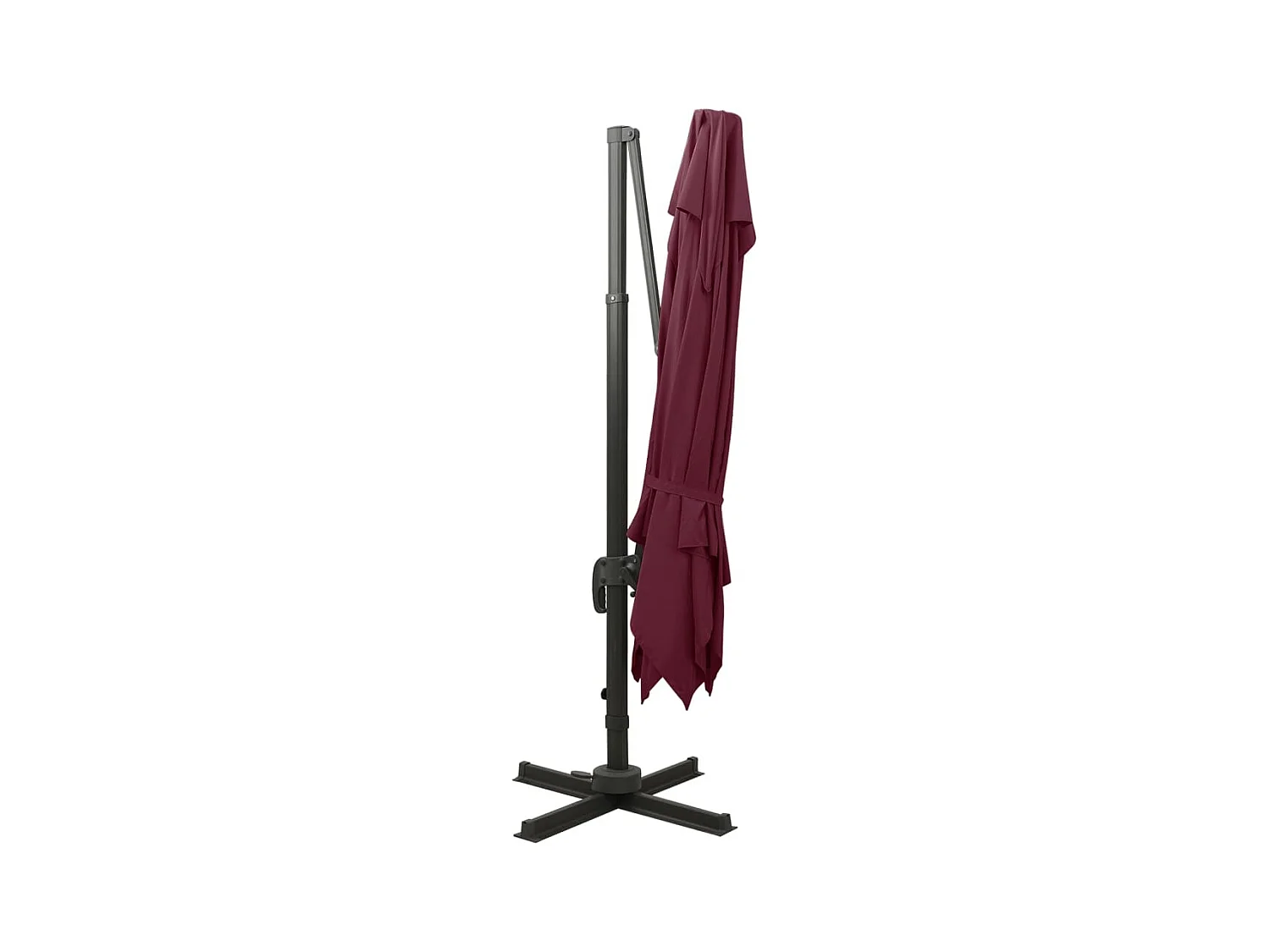 Parasol déporté avec double toit 300x300 cm rouge bordeaux