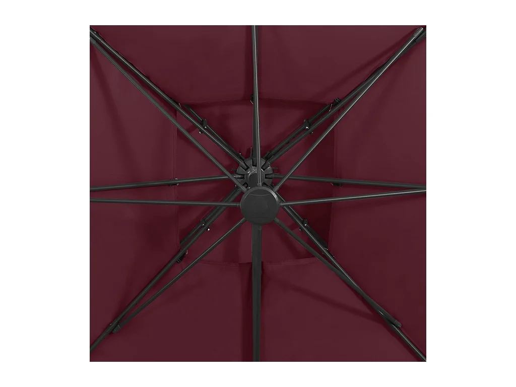 Parasol déporté avec double toit 300x300 cm rouge bordeaux