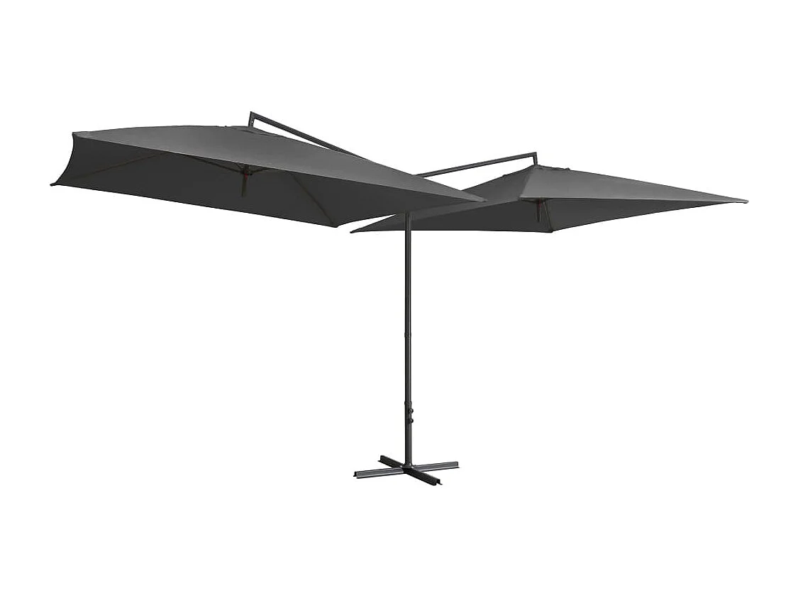 Doppelter Sonnenschirm mit Stahlmast 250 x 250 cm Anthrazit