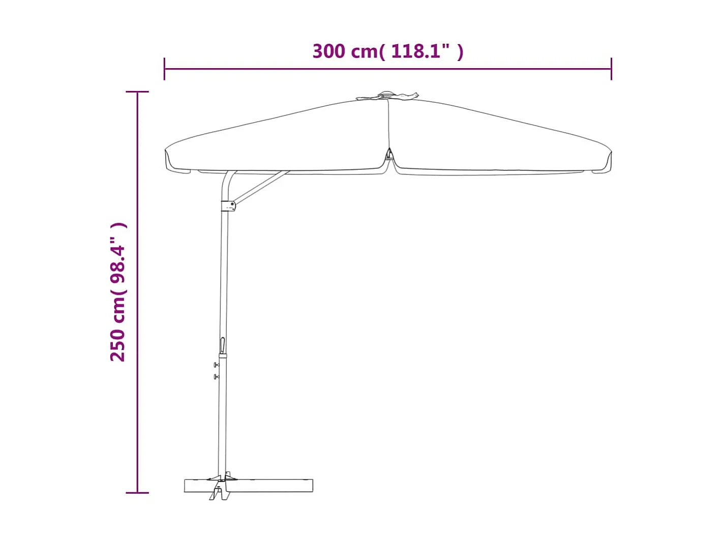 Buitenparasol met stalen paal 300x250 cm Antraciet