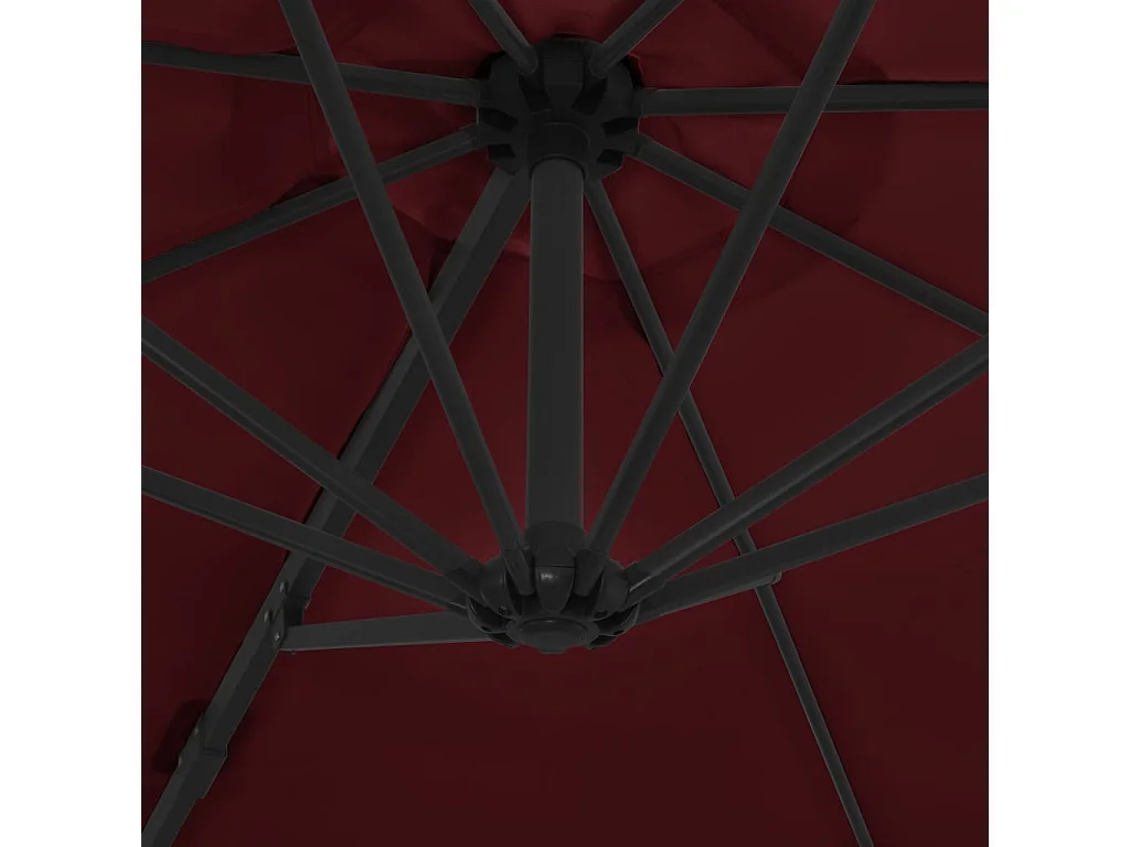 Parasol déporté avec mât en acier Rouge bordeaux 300 cm