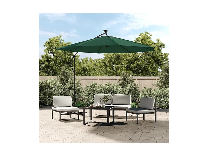 Parasol met LED-verlichting 300 cm Metalen paal Groen