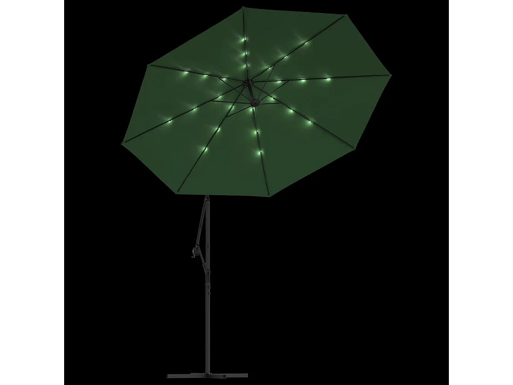 Parasol met LED-verlichting 300 cm Metalen paal Groen