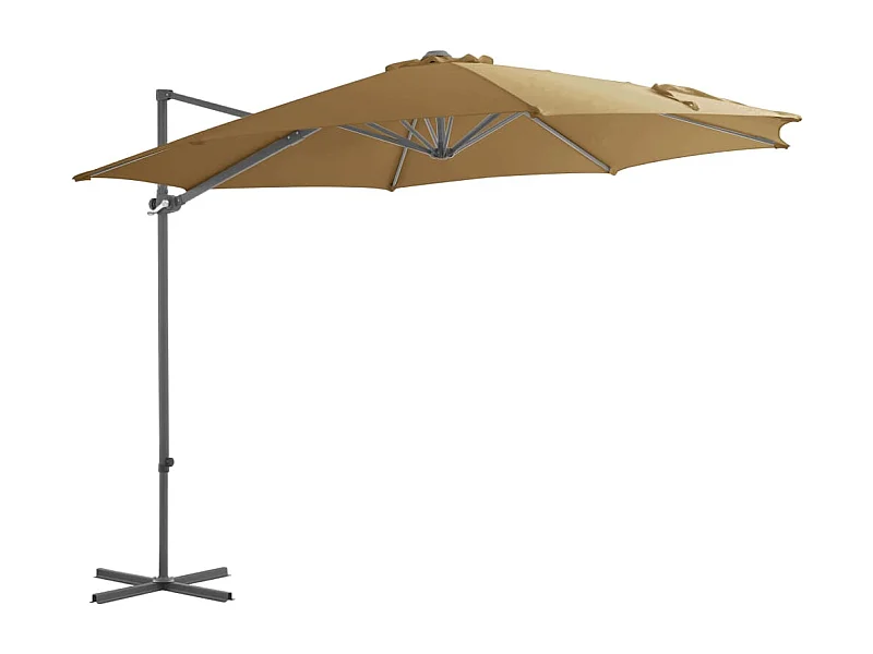 Parasol en porte-à-faux avec mât en acier Taupe 300 cm
