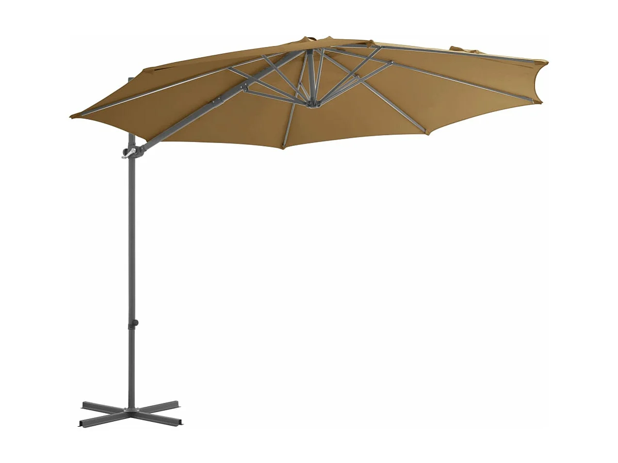 Guarda-sol cantilever com poste de aço Taupe 300 cm