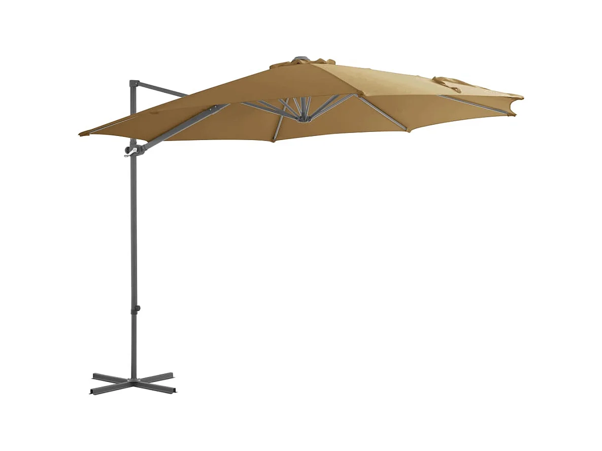Parasol en porte-à-faux avec mât en acier Taupe 300 cm