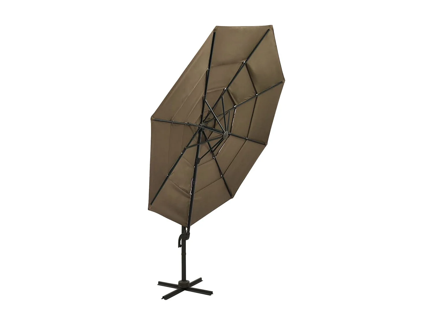 Parasol à 4 niveaux avec mât en aluminium Taupe 3x3 m