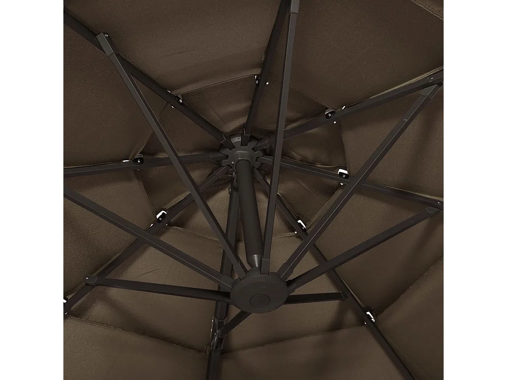 Ombrellone 4 livelli con palo in alluminio Tortora 3x3 m