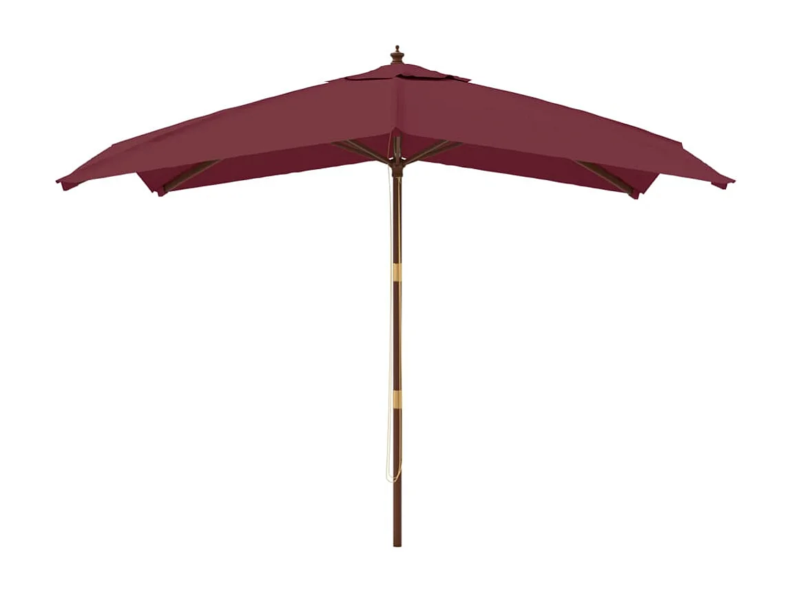 Tuinparasol met bordeauxrode houten paal 300x300x273cm
