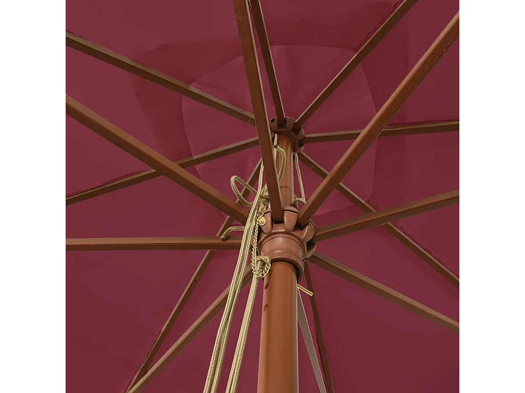 Tuinparasol met bordeauxrode houten paal 300x300x273cm