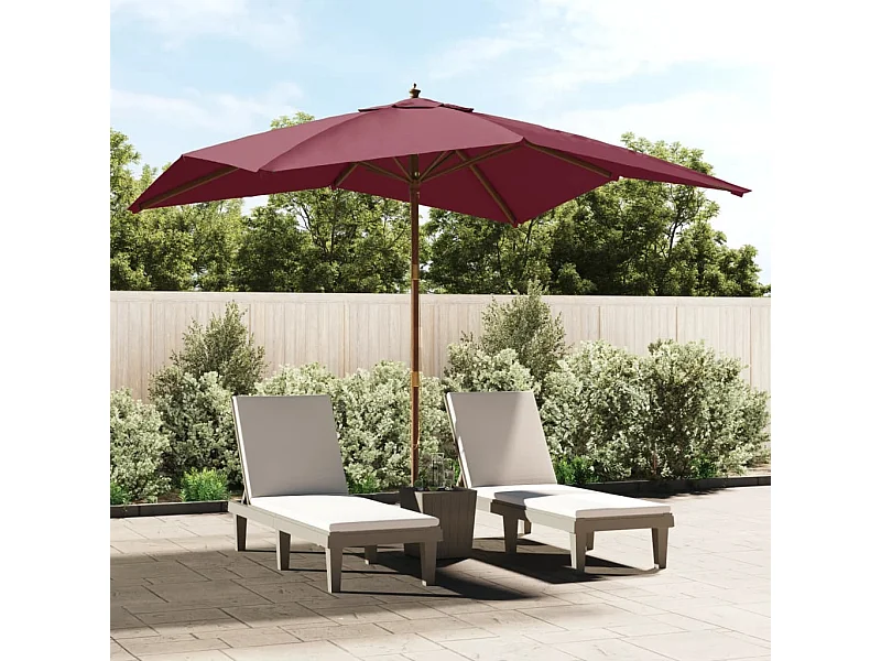 Tuinparasol met bordeauxrode houten paal 300x300x273cm