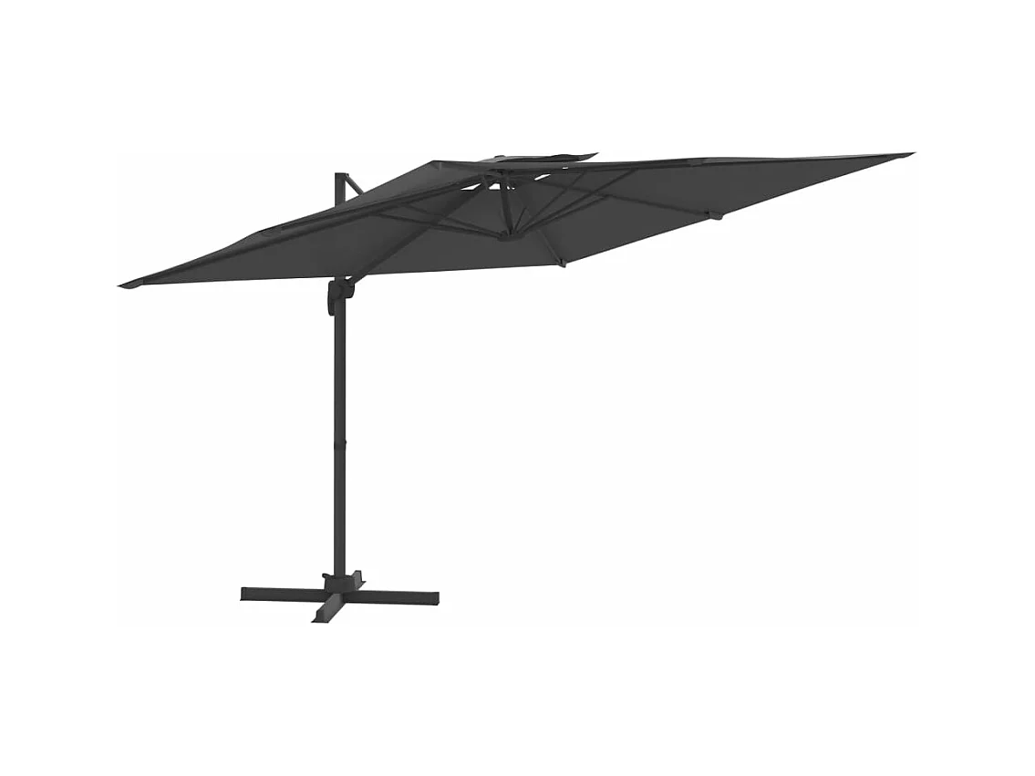 Sombrilla voladiza con doble techo Antracita 400x300 cm