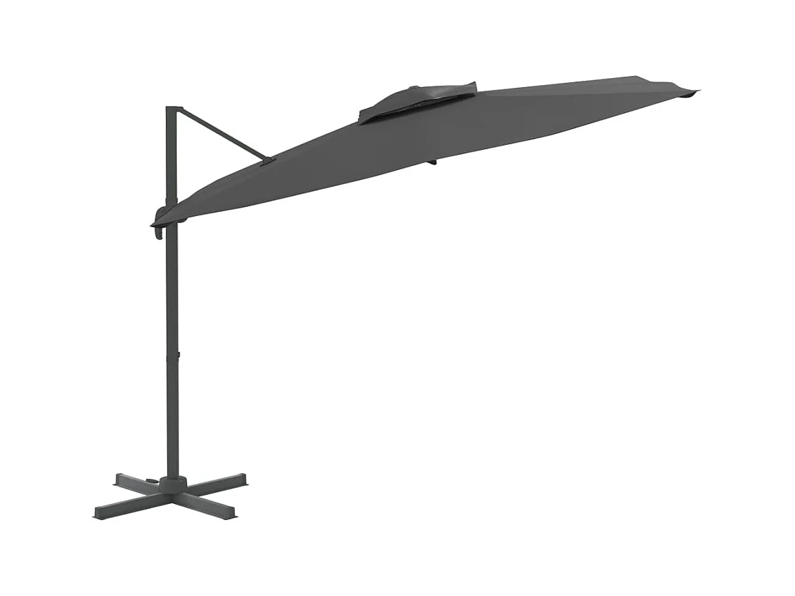 Sombrilla voladiza con doble techo Antracita 400x300 cm