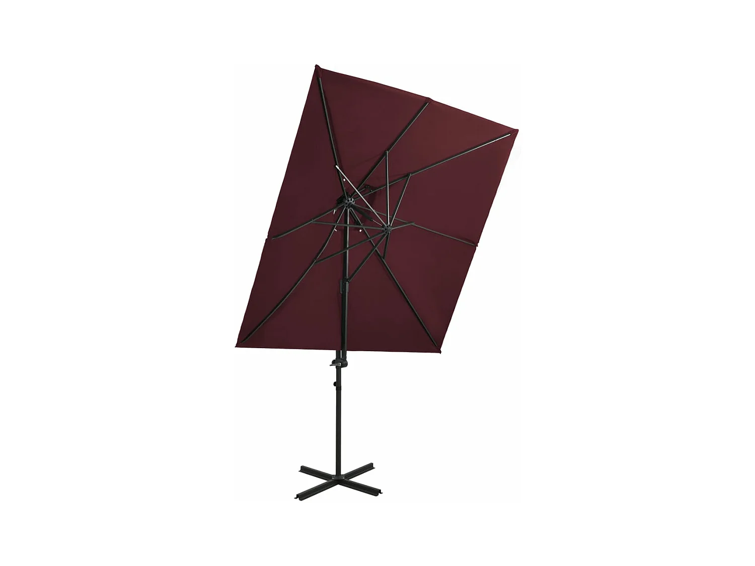 Parasol déporté à double toit Rouge bordeaux 250x250 cm