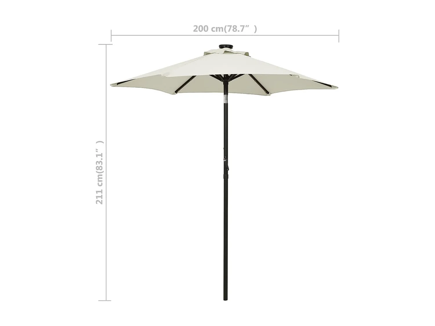 Parasol met LED-verlichting Zand 200x211 cm Aluminium