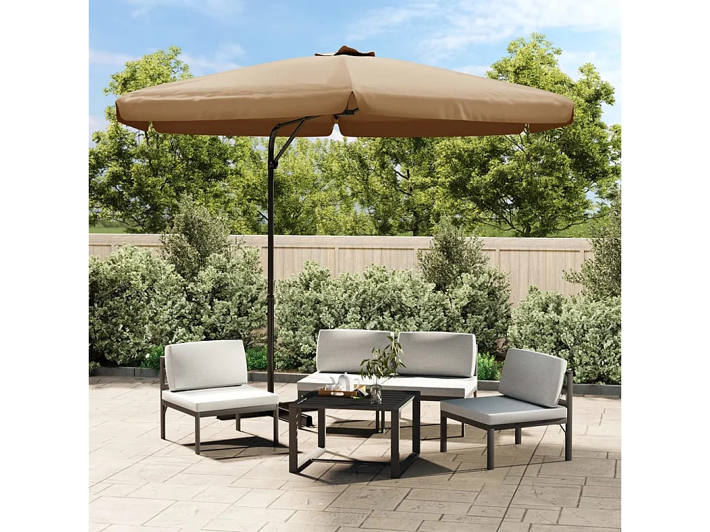 Buitenparasol met stalen paal 300 cm Taupe