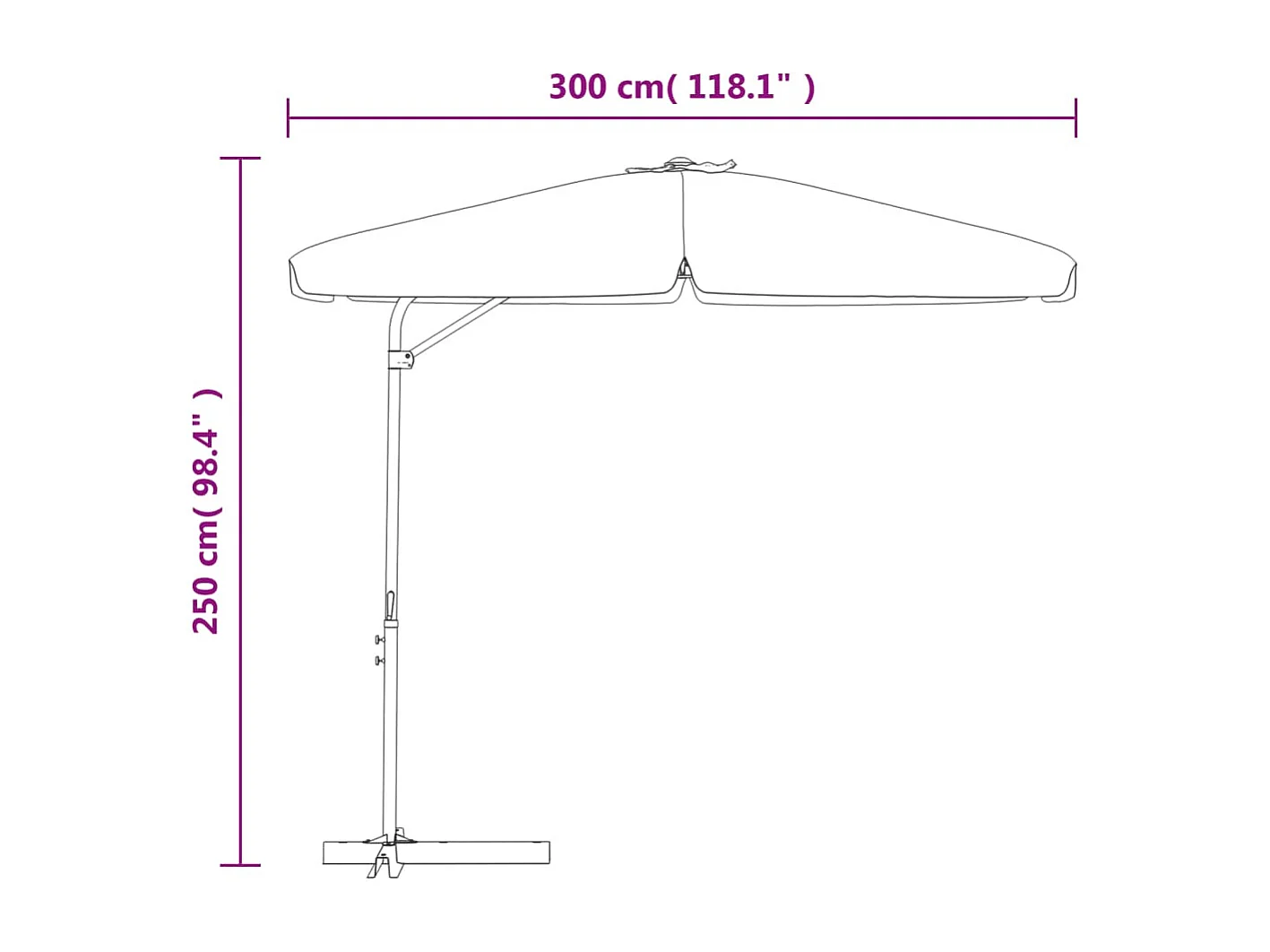 Buitenparasol met stalen paal 300 cm Taupe