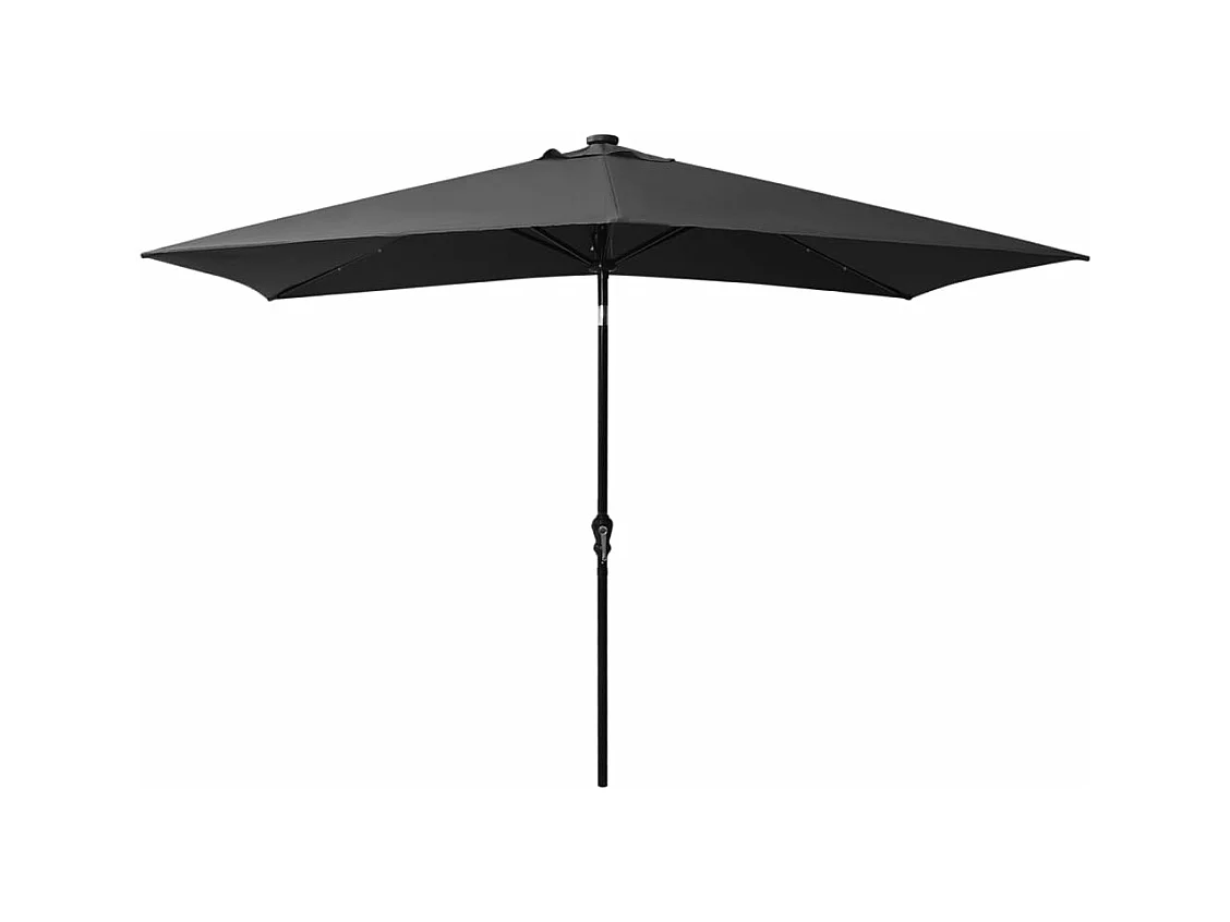 Sombrilla con LED y poste de acero Antracita 2x3 m