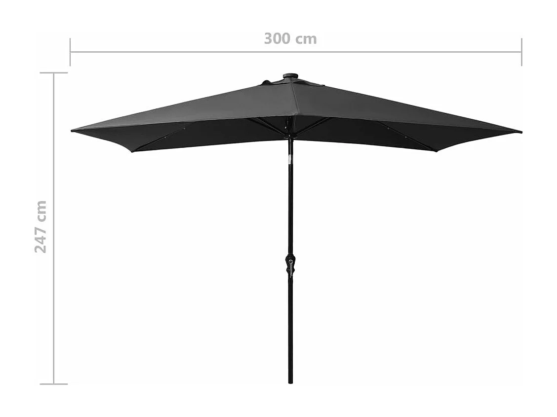 Parasol met LED en antraciet stalen paal 2x3m