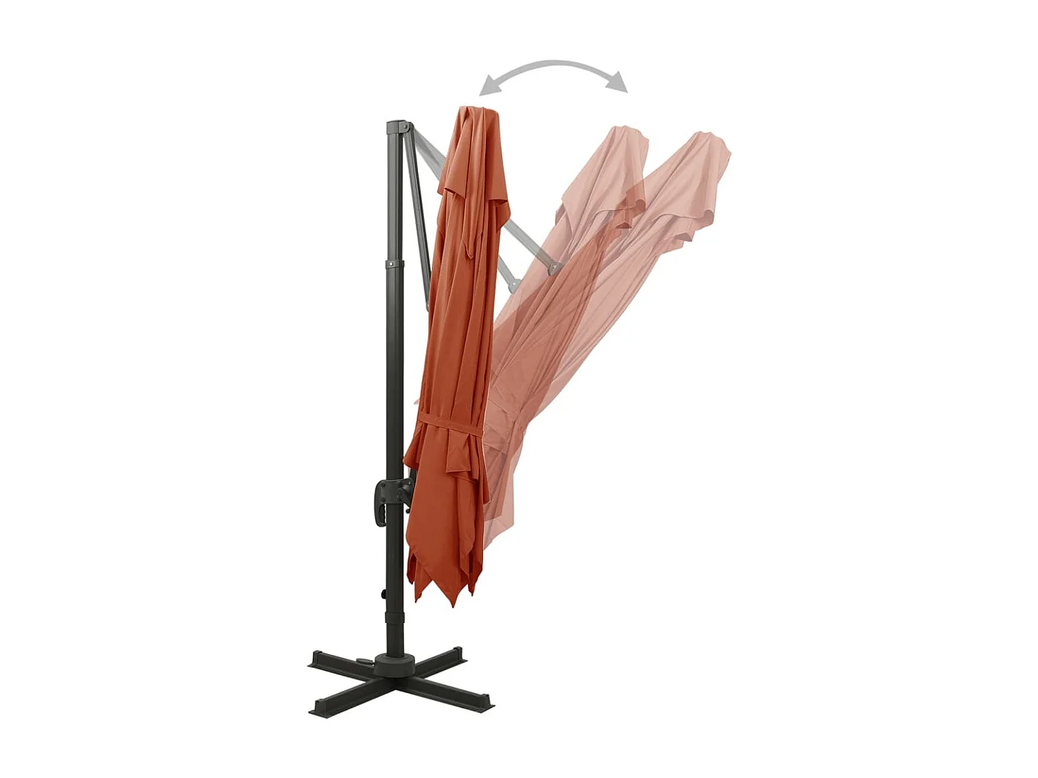 Sombrilla desplazada con doble techo 300x300 cm terracota