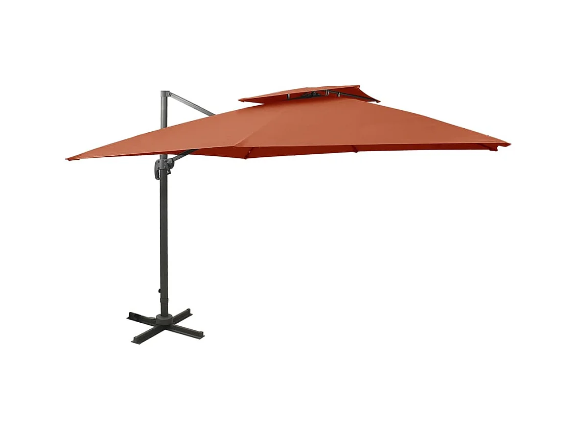 Ombrellone decentrato con doppio tetto 300x300 cm in terracotta
