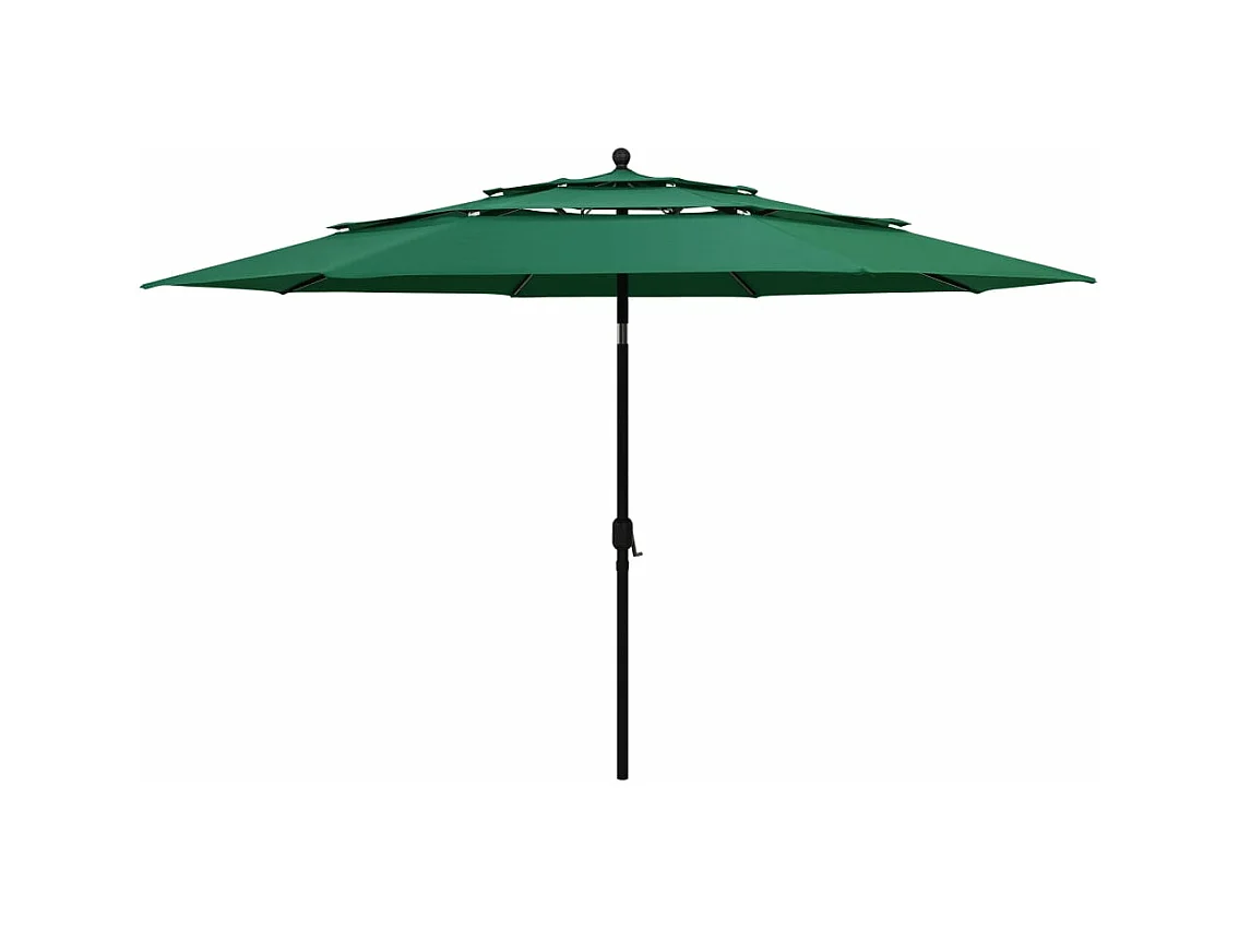 Parasol à 3 niveaux avec mât en aluminium Vert 3,5 m