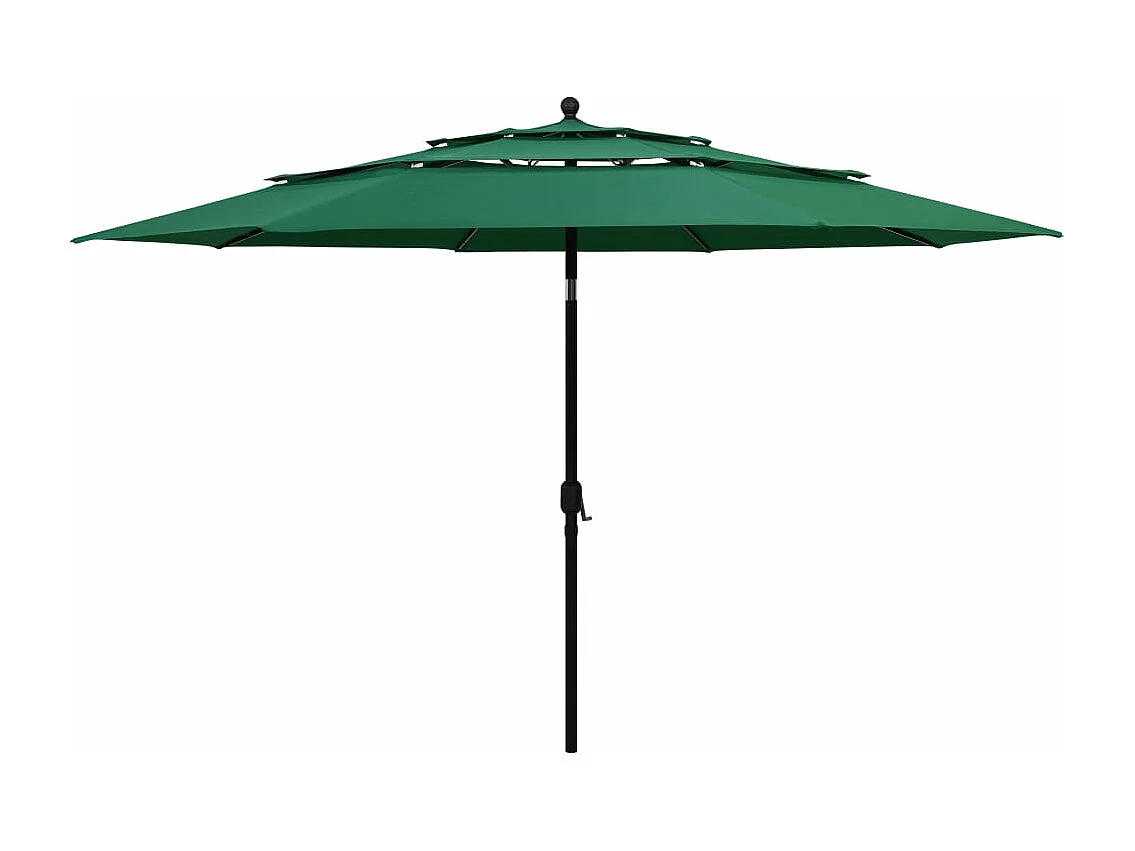 Parasol à 3 niveaux avec mât en aluminium Vert 3,5 m