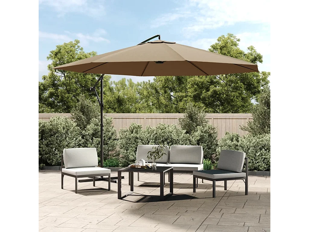 Parasol en porte-à-faux avec poteau en aluminium 350 cm Taupe