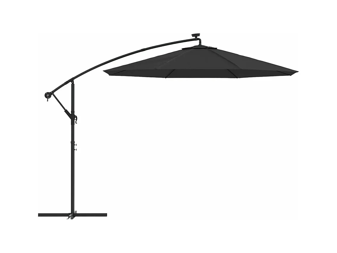Offset LED parasol en stalen paal 300 cm Zwart