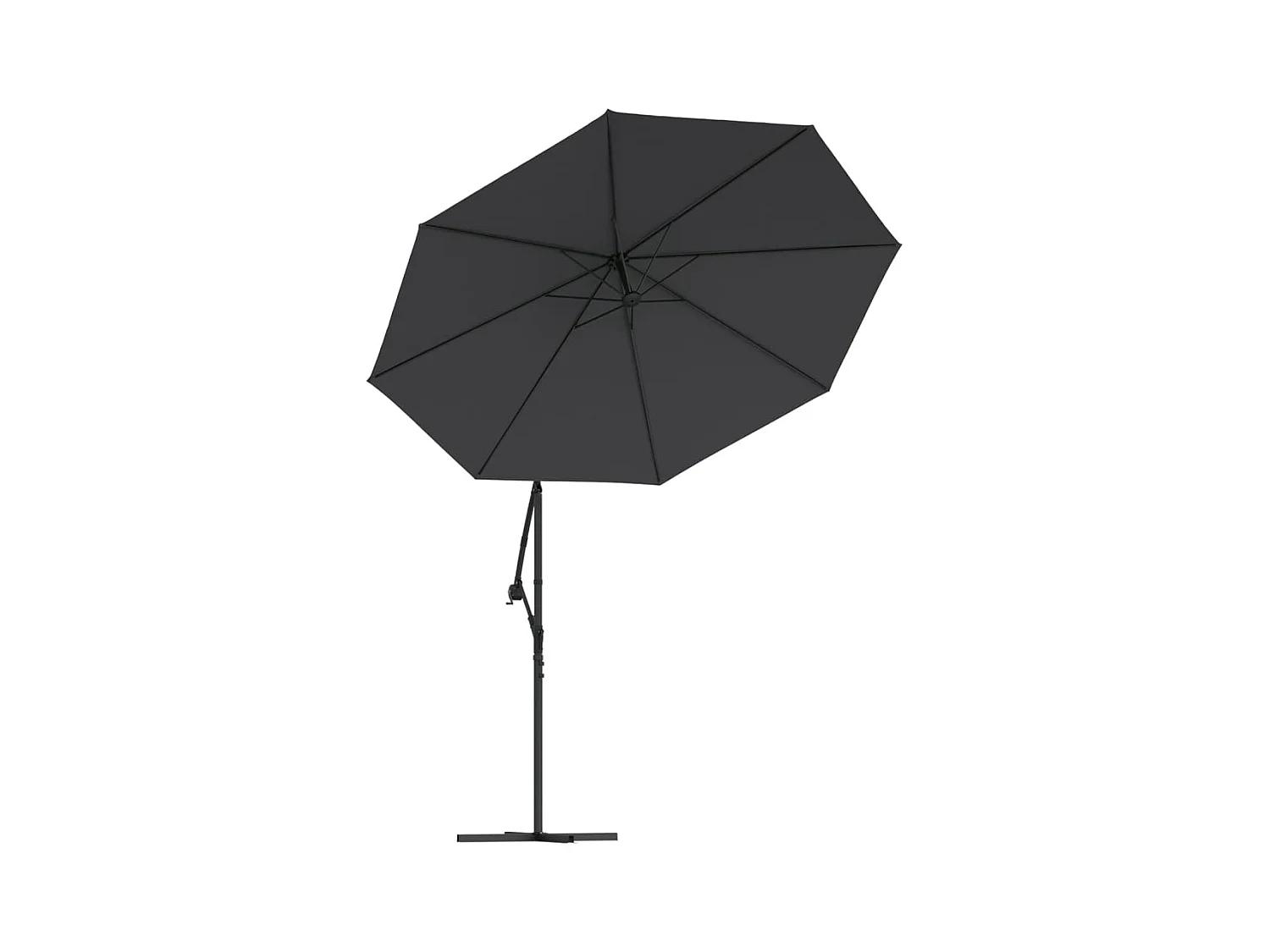 Offset LED parasol en stalen paal 300 cm Zwart