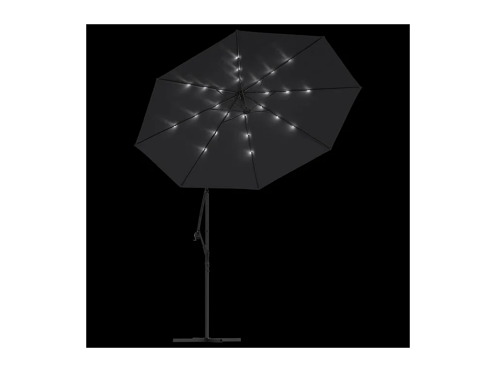 Offset LED parasol en stalen paal 300 cm Zwart