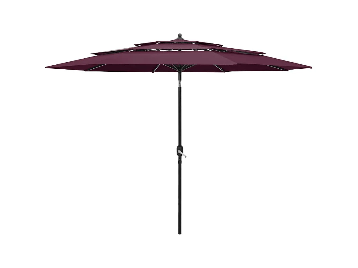 Ombrellone 3 livelli con palo in alluminio Bordeaux 3 m