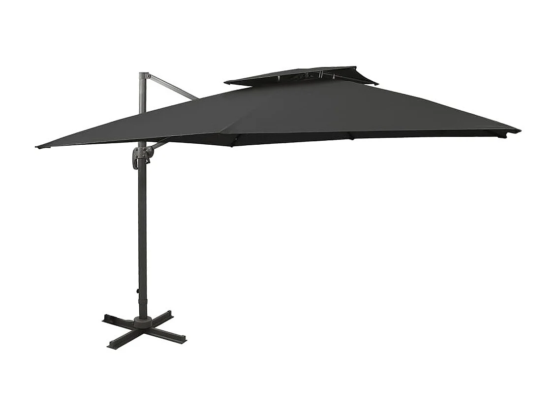 Parasol déporté avec double toit 300x300 cm noir